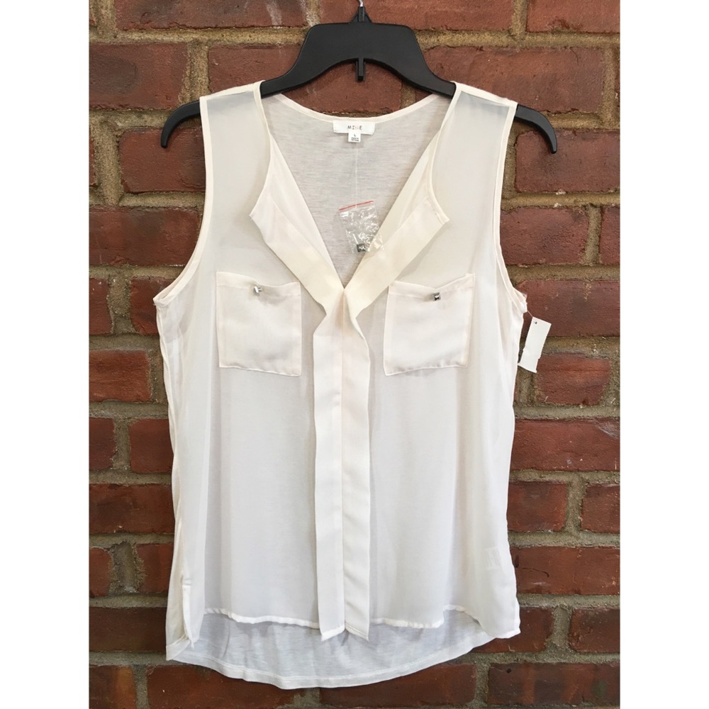 MINE Semi sheer sleeveless blouse.